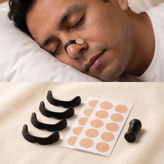 Tira nasal magnética puesta y el kit de inicio